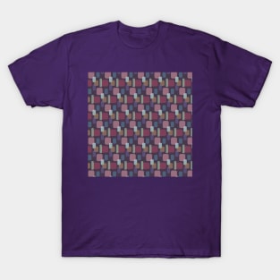 Purple Abstract Round Squares Pattern T-Shirt